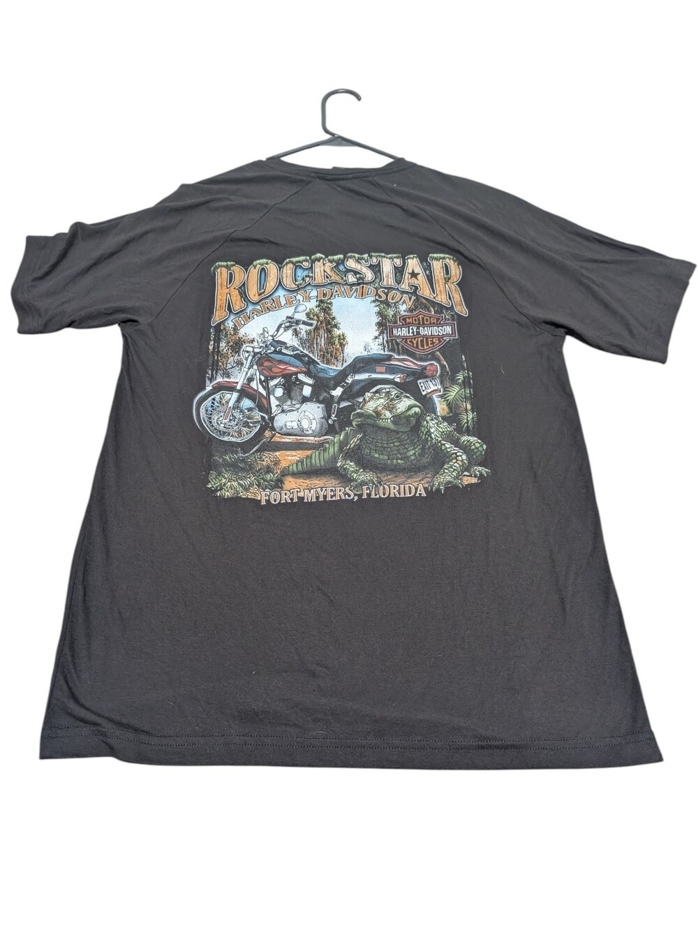 Harley-Davidson Men's Black 'Twin' Rockstar Fort Myers Florida Logo Tee (Large)